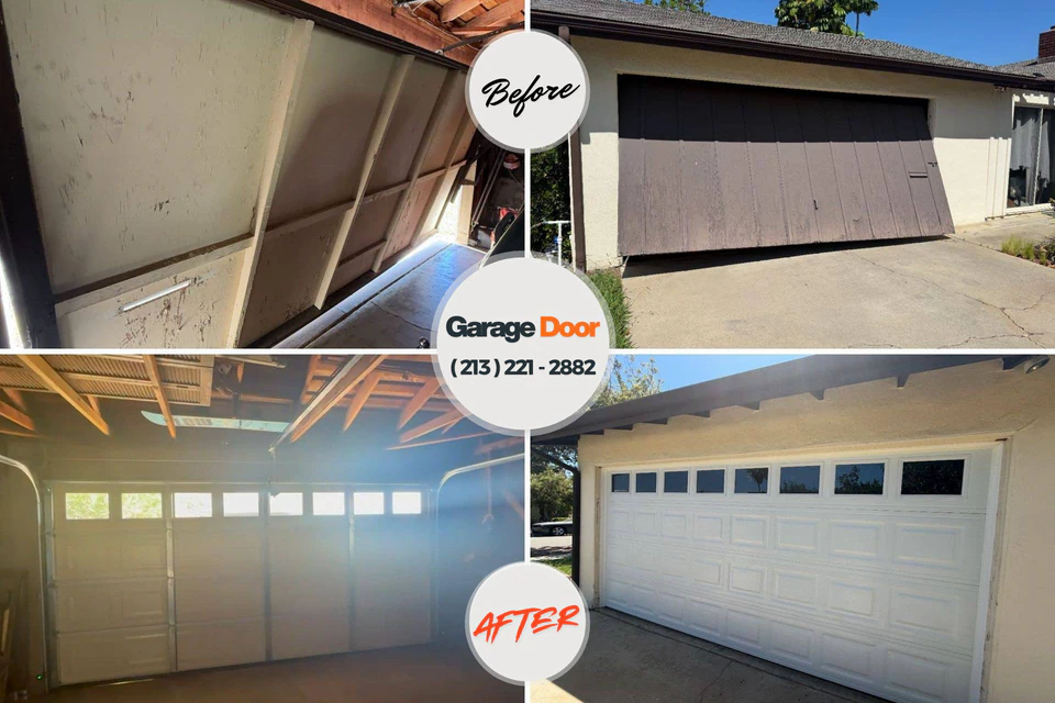 Before and after: garage door repair Loma Linda, CA